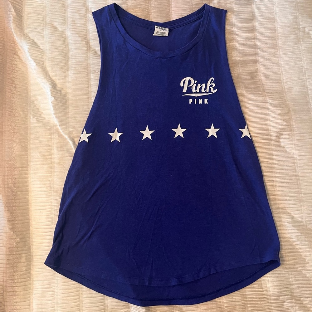 Blue cut off top, Pink brand, size small
